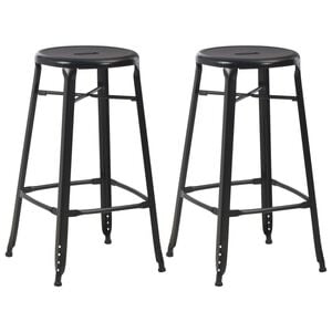 vidaXL Bar Stool Set of 2 Black Powder-coated steel Standard Durable