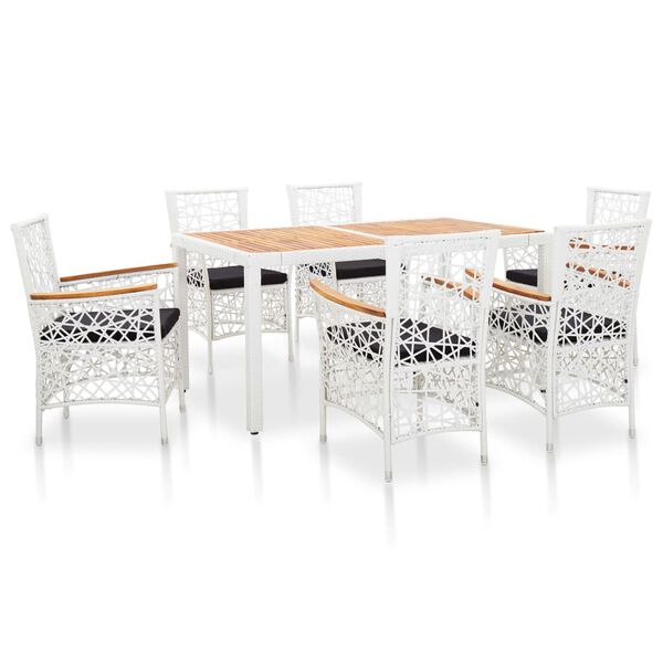 vidaXL Dining Set Natural, White, Black