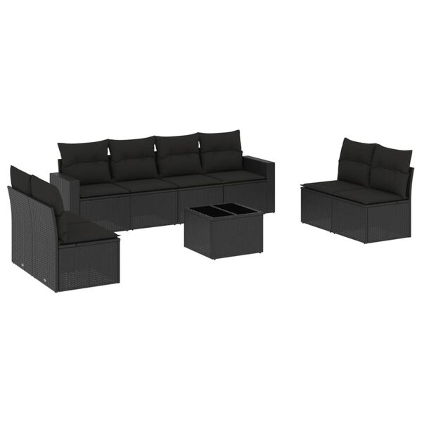 vidaXL Garden Sofa Set Black