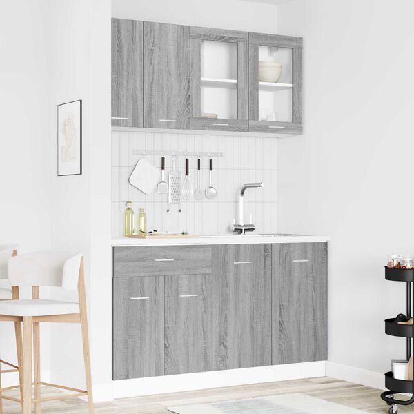vidaXL Kitchen Cabinet Set Lyon 4 pcs Grey sonoma 140 x 46 x 81.5 cm