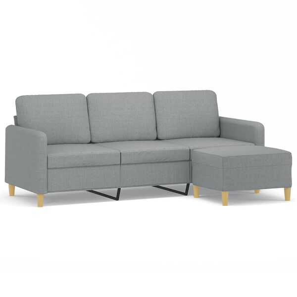vidaXL 3-seater Sofa With Footstool Light grey