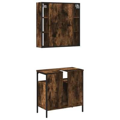 vidaXL 2 Piece Bathroom Furniture Set Smoked Oak Engineered Wood