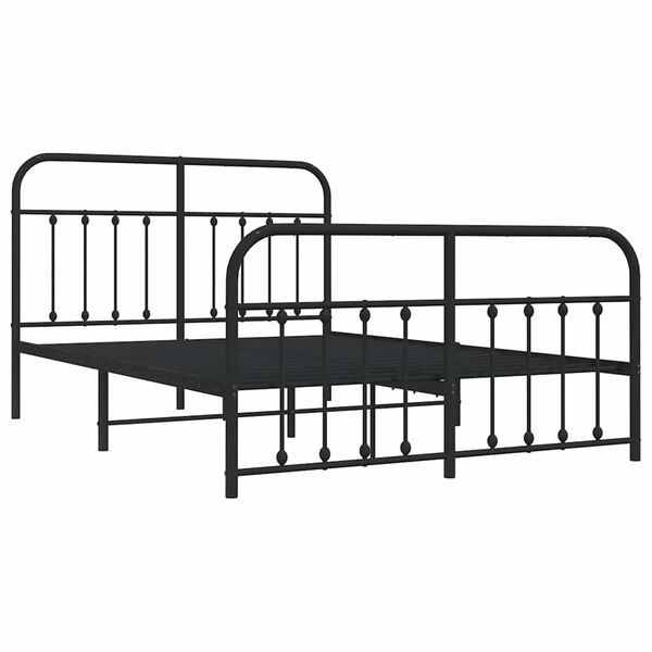 vidaXL Bed Frame Black Powder-coated steel Double Bed Bed Frame