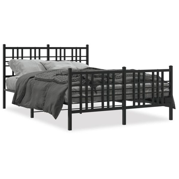 vidaXL Bed Frame Black Steel Full Bed Frame Rectangular Traditional
