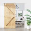 vidaXL Sliding Door with Hardware Set 37.4x82.7" Solid Wood Pine