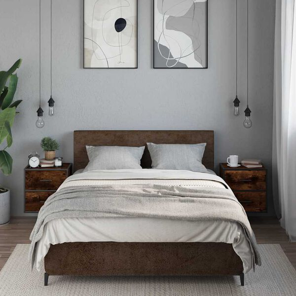 vidaXL Wall-mounted Bedside Cabinet Set of 2 Smoked Oak