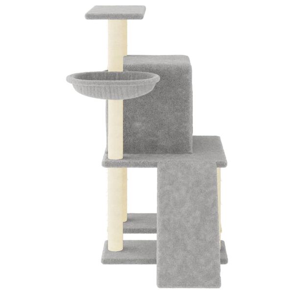 vidaXL Cat Tree Light Grey Engineered Wood, Plush, Sisal Medium Durable