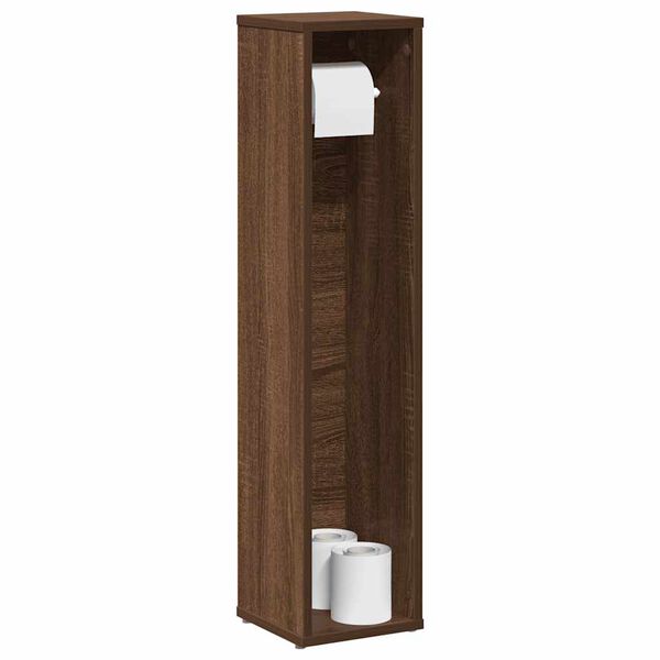 vidaXL Bathroom Cabinet with Roll Holder Brown Oak 20,5x20x90 cm