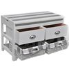 vidaXL White Storage & Entryway Bench with Cushion Top 2 Drawer 2 Basket