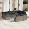 vidaXL Garden Sofa Set Grey PE Rattan Large Adjustable Feet