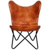 vidaXL Butterfly Chair Brown Real leather, Powder-coated iron Standard