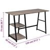 vidaXL Desk Grey and Oak MDF and Metal Medium Desk Rectangular