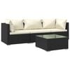 vidaXL Garden Lounge Set Black PE rattan Medium Modular