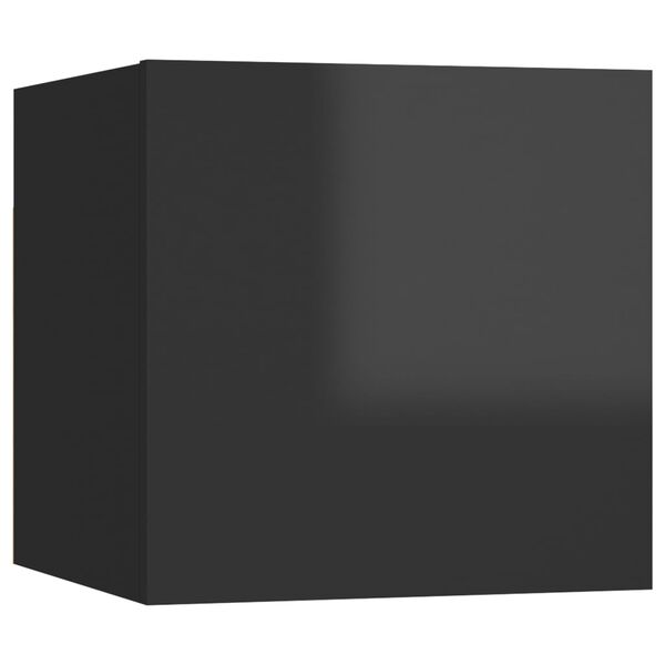 vidaXL Bedside Cabinet High gloss black Engineered wood