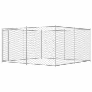 vidaXL Dog Kennel Galvanized Steel 150.8 x 150.8 in Durable Dog Kennel