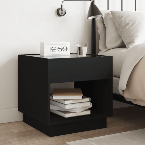 vidaXL Bedside Table Black Engineered wood 19.7 x 19.7 x 19.7 in