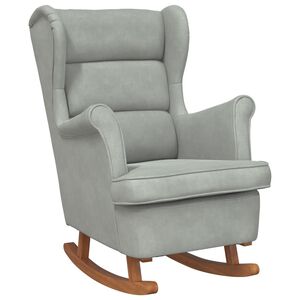 vidaXL Rocking Chair Light Gray Velvet, Solid Rubber Wood, Foam Standard
