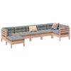 vidaXL Garden Sofa Set Reddish-brown frame with gray cushions