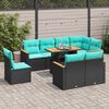 vidaXL 9 Piece Patio Sofa Set with Cushions Black Poly Rattan