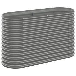 vidaXL Garden Raised Bed Grey Powder-coated steel Large Durable