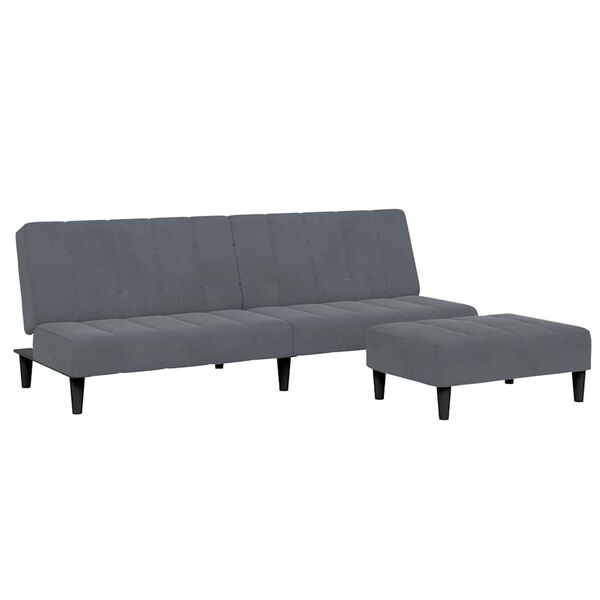 vidaXL 2-Seater Sofa Bed with Footstool Dark Gray Velvet