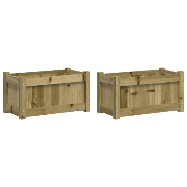 vidaXL Garden Planter Set of 2 Pinewood Brown Treated Pine Wood Medium