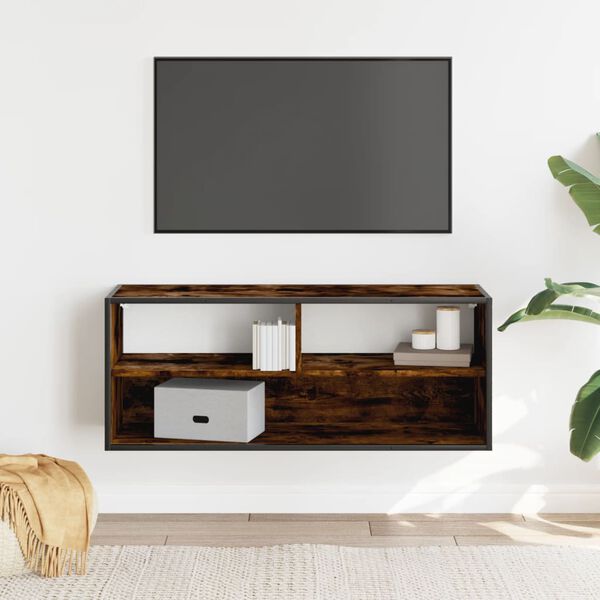 vidaXL TV Cabinet Smoked Oak Engineered wood, Metal Medium Modern