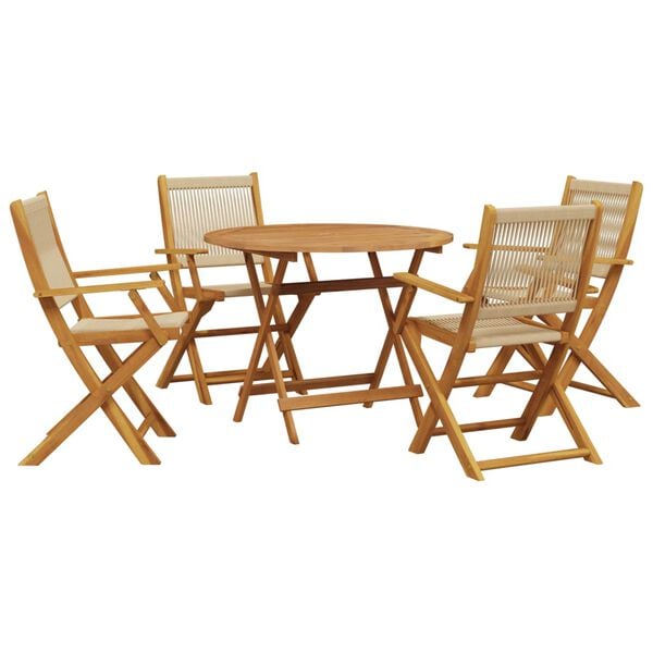 vidaXL Garden Dining Set Beige Polypropylene and Solid Acacia Wood Medium