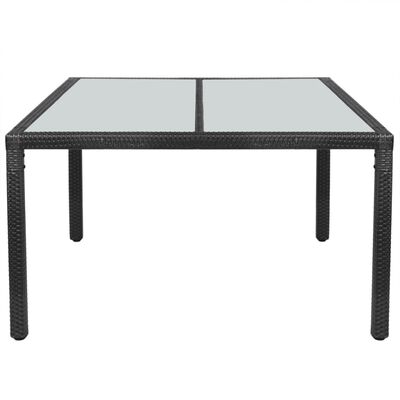 vidaXL Patio Table Black 59"x35.4"x29.5" Poly Rattan