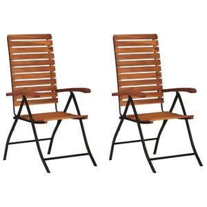 vidaXL Garden Chair Set of 2 Brown and Black Acacia hardwood and steel