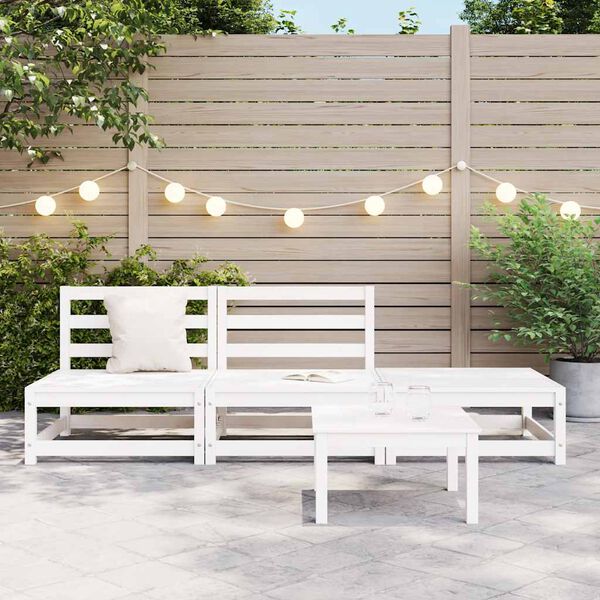 vidaXL Garden Lounge Set White Solid pinewood Standard Modular