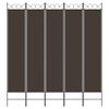 vidaXL 5-Panel Room Divider Brown 78.7"x86.6" Fabric