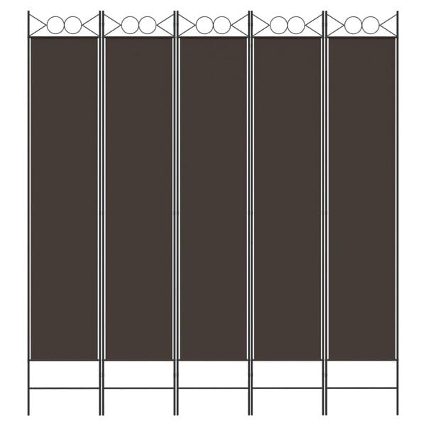 vidaXL 5-Panel Room Divider Brown 78.7"x86.6" Fabric