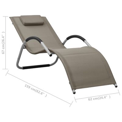 Overall dimensions of the chaise lounge showing length 159 cm (62.6 inches) and width 62 cm (24.4 inches), with height 67 cm (26.4 inches).