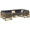 vidaXL Garden Sofa Set Natural wood, Anthracite cushions