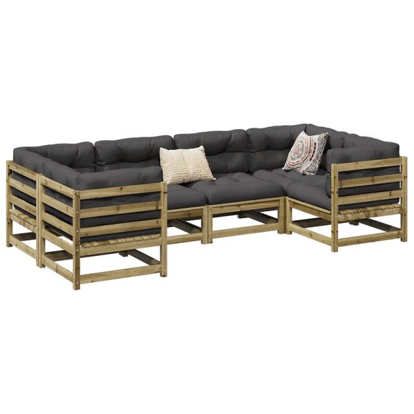 vidaXL Garden Sofa Set Natural wood, Anthracite cushions