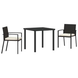 vidaXL Garden Dining Set 3 pcs Black Powder-Coated Steel
