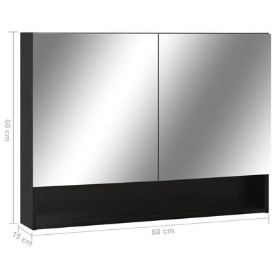 vidaXL LED Bathroom Mirror Cabinet Black 31.5"x5.9"x23.6" MDF