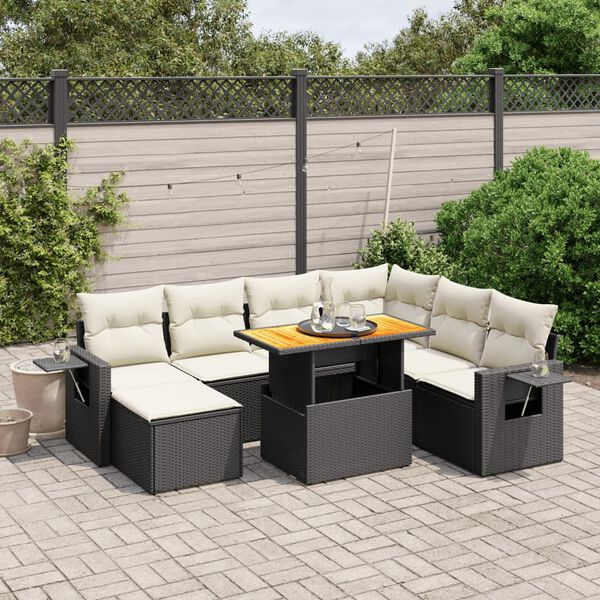 vidaXL 8 Piece Patio Sofa Set with Cushions Black Poly Rattan