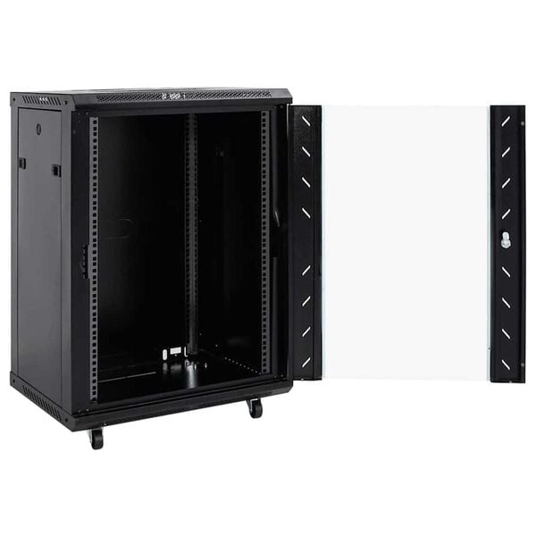 vidaXL Network Cabinet with Storage Black 60 x 60 x 80 cm Steel