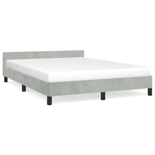 vidaXL Bed Frame With Headboard Light Grey