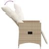 vidaXL Reclining Garden Chair Beige Poly Rattan Single
