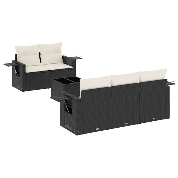 vidaXL Garden Sofa Set Black and Cream White