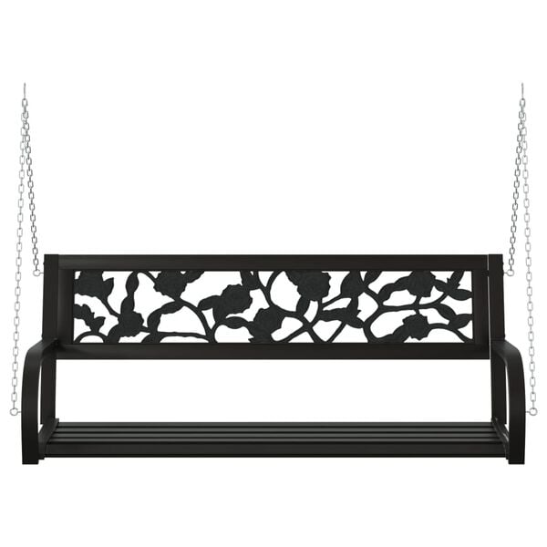 vidaXL Garden Swing Bench Black Steel and Plastic Medium