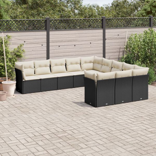 vidaXL Garden Sofa Set Black, Cream white