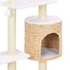 vidaXL Cat Tree Natural, White Seagrass, Soft Plush, Sisal Rope Medium