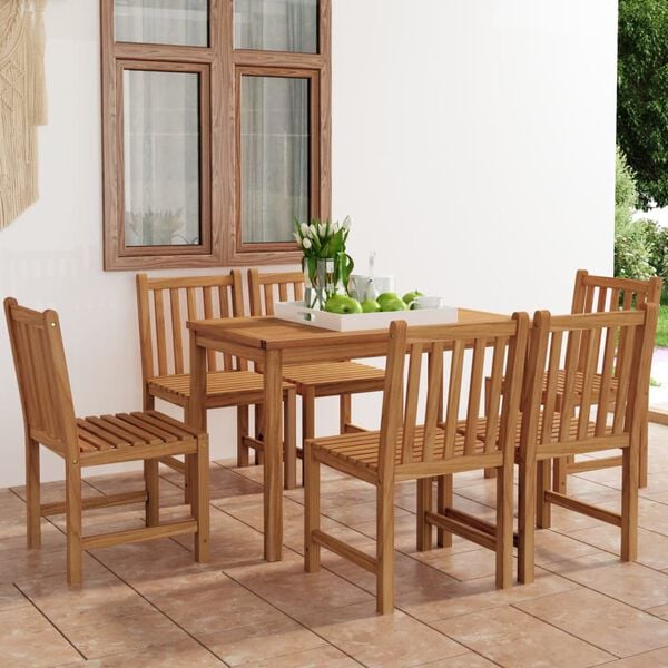 vidaXL 7 Piece Garden Dining Set 47.2" x 27.6" Solid Teak Wood