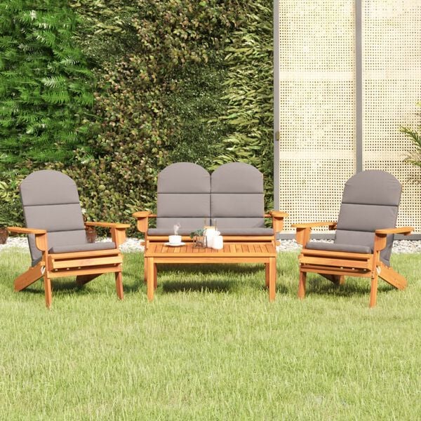 vidaXL Garden Lounge Set Dark grey Solid_acacia_wood Medium Foldable