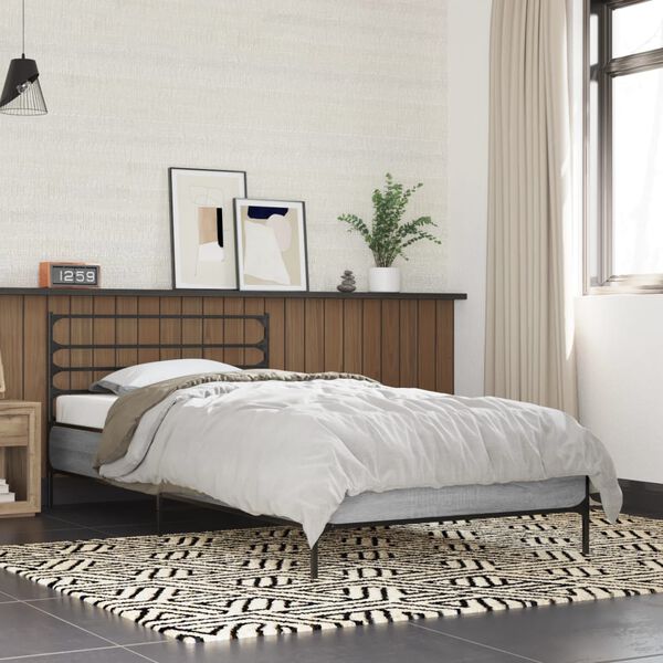 vidaXL Bed Frame Grey Sonoma Engineered wood and metal Single Durable