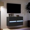 vidaXL TV Wall Cabinet Set of 2 Black Engineered Wood